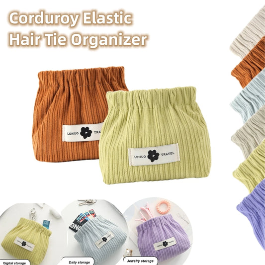 Corduroy Elastic Hair Tie Organizing Pouch 2/1